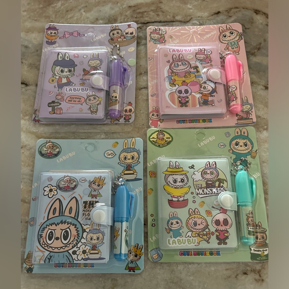Cute Cartoon Labubu Stationery Set with Pen and Keychain